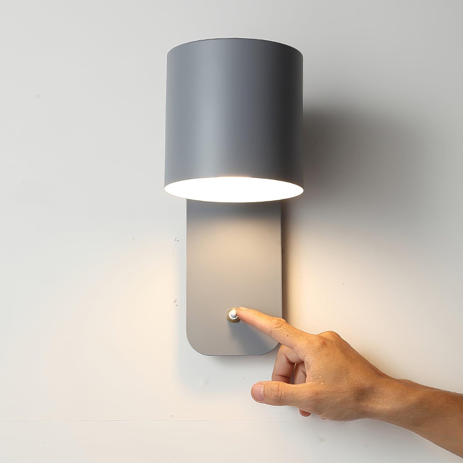Rotatable Cylinder Wall Lamp Metal Wood 11.8 in Indoor Bedroom Living Room Lighting 350° Adjustable Minimalist Macaron Colors | Thomler