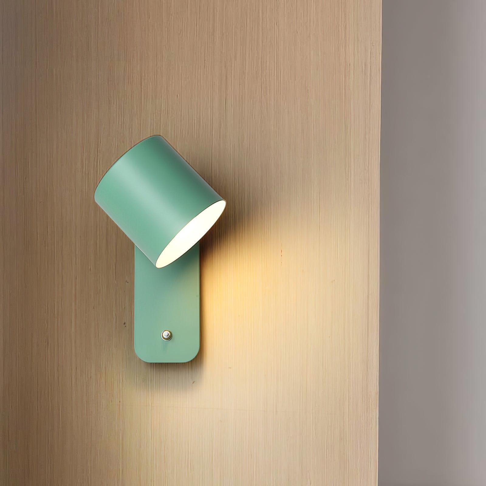 Rotatable Cylinder Wall Lamp Metal Wood 11.8 in Indoor Bedroom Living Room Lighting 350° Adjustable Minimalist Macaron Colors | Thomler