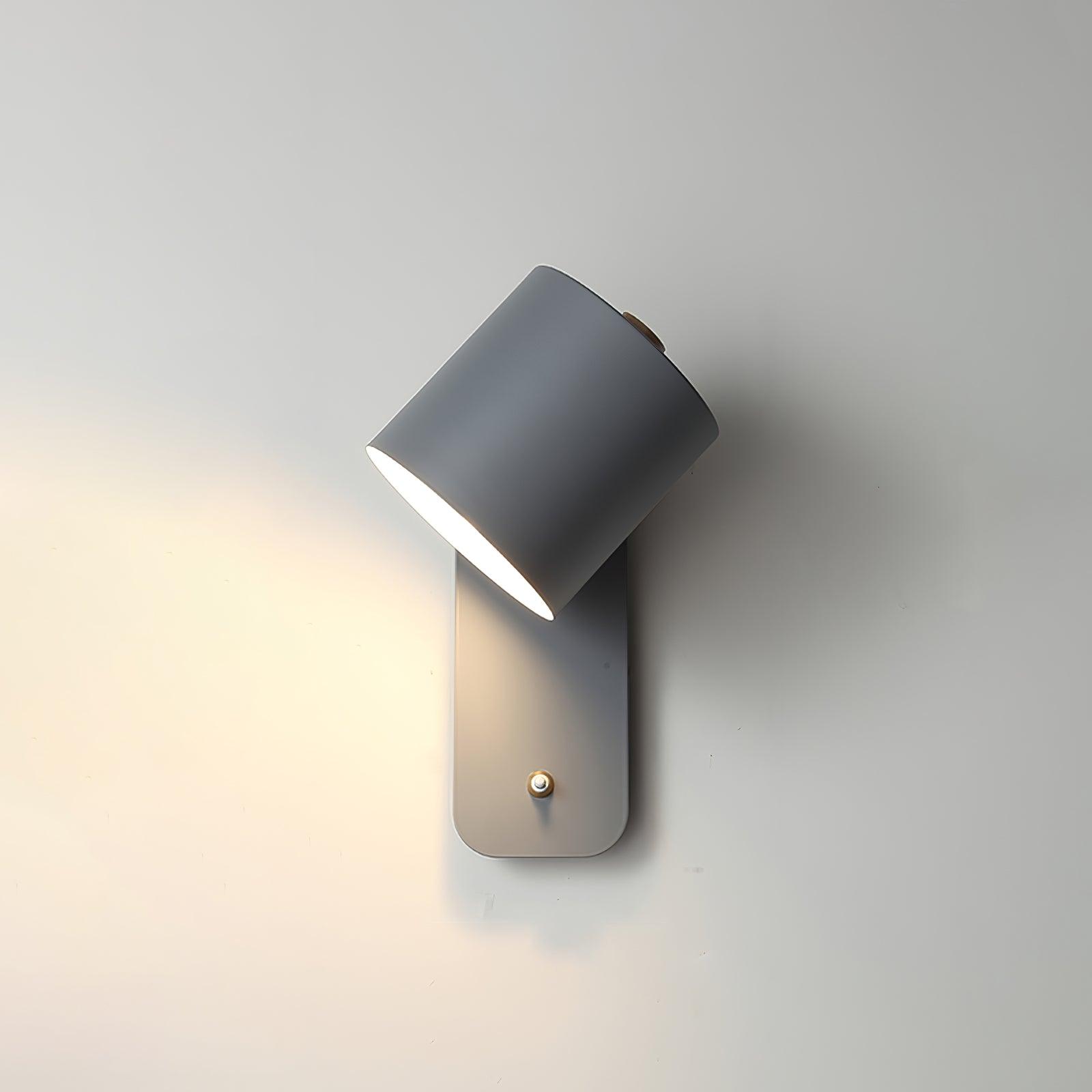 Rotatable Cylinder Wall Lamp Metal Wood 11.8 in Indoor Bedroom Living Room Lighting 350° Adjustable Minimalist Macaron Colors | Thomler