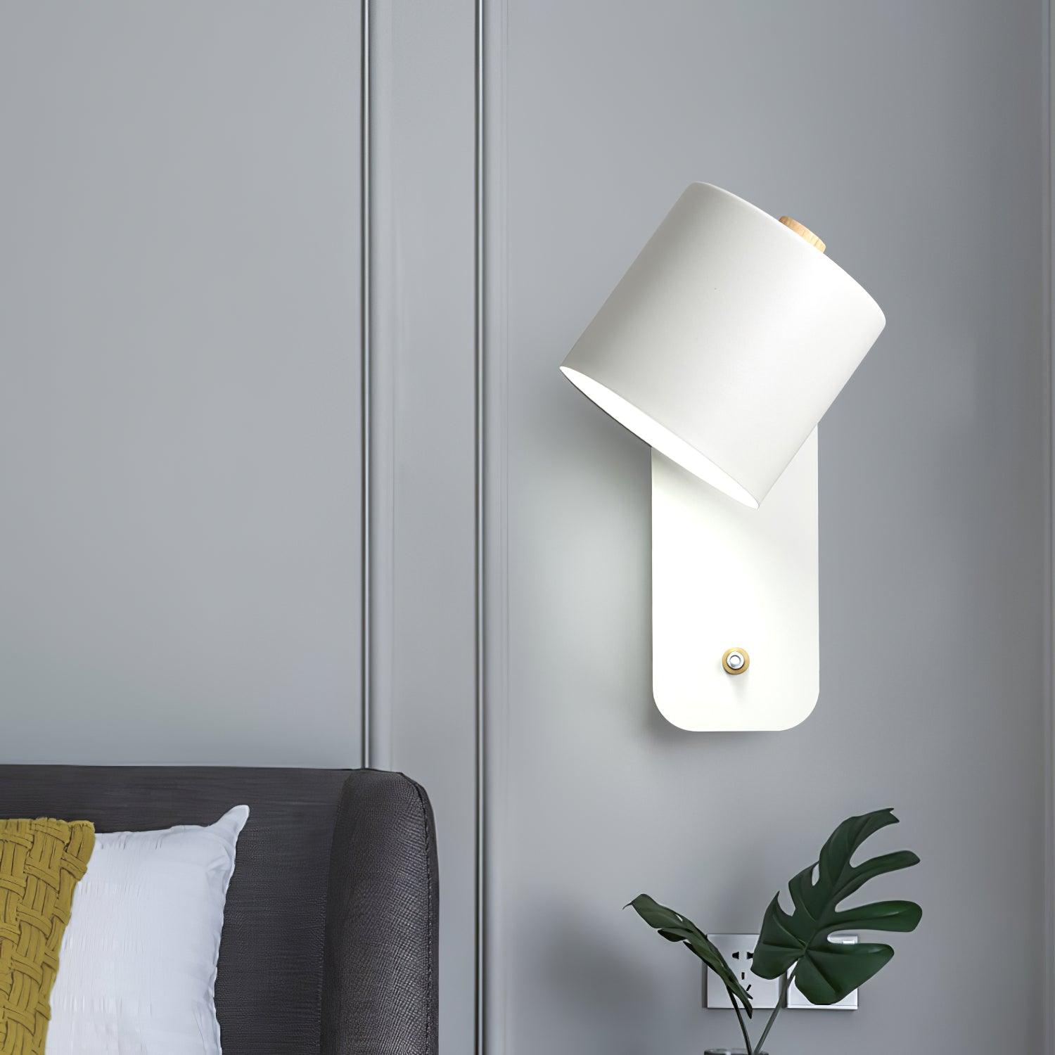 Rotatable Cylinder Wall Lamp Metal Wood 11.8 in Indoor Bedroom Living Room Lighting 350° Adjustable Minimalist Macaron Colors | Thomler