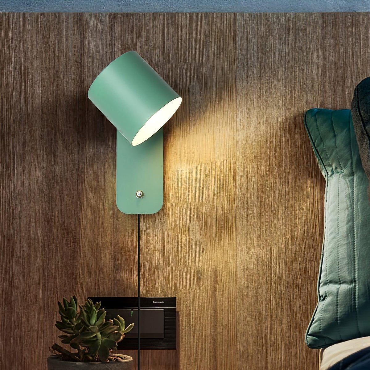 Plug-In Cylinder Wall Sconce with E27 Socket for Bedroom & Living Room | Minimalist Metal Reading Light | Modern Accent Fixture | Thomler