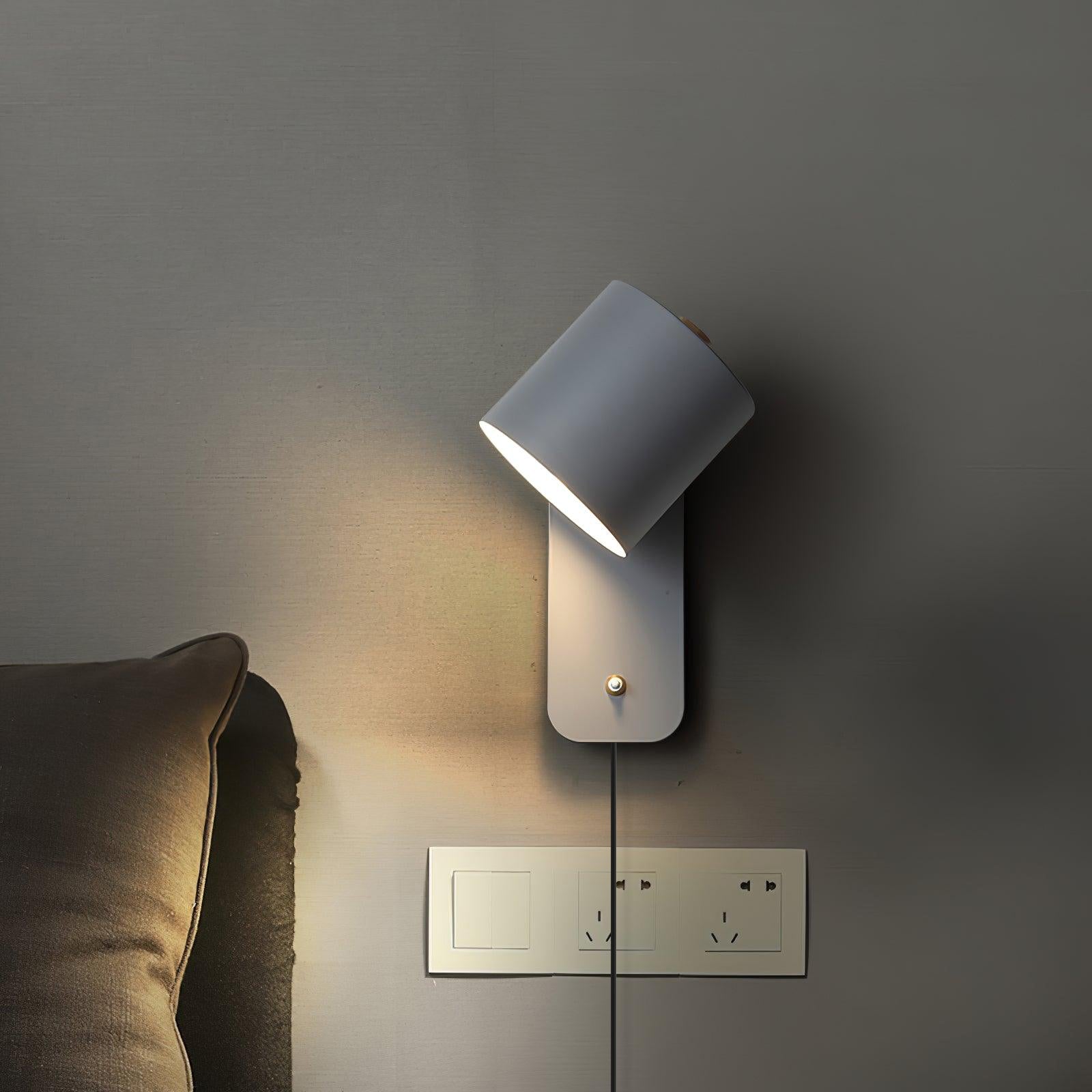 Rotatable Cylinder Plug-In Wall Lamp 11.8 in Metal Indoor Bedroom Living Room LED Edison Light White Grey Green Black | Thomler