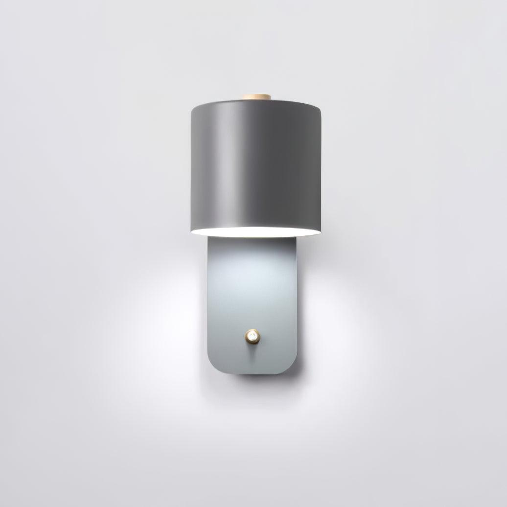 Rotatable Cylinder Wall Lamp Metal Wood 11.8 in Indoor Bedroom Living Room Lighting 350° Adjustable Minimalist Macaron Colors | Thomler