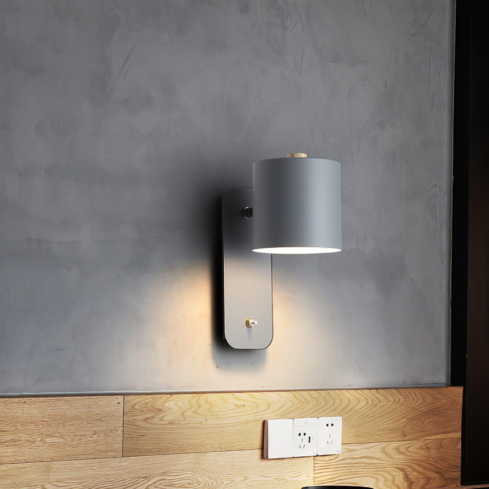 Rotatable Cylinder Wall Lamp Metal Wood 11.8 in Indoor Bedroom Living Room Lighting 350° Adjustable Minimalist Macaron Colors | Thomler