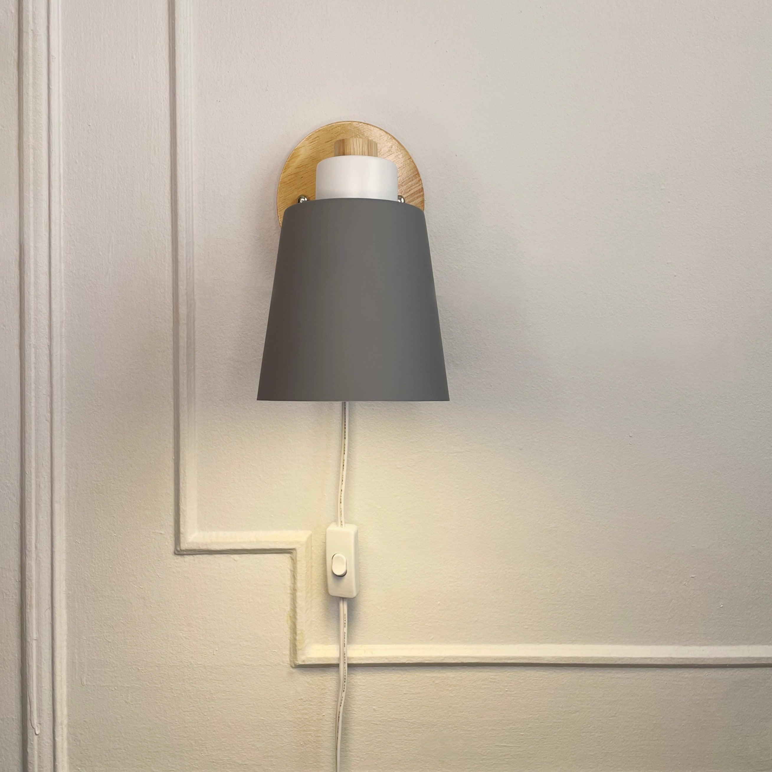 Wall Lamp Wood Metal 19.0 cm Yellow Reading Bedroom Scandinavian Swivel Bedside Plug In Accent Light | Thomler