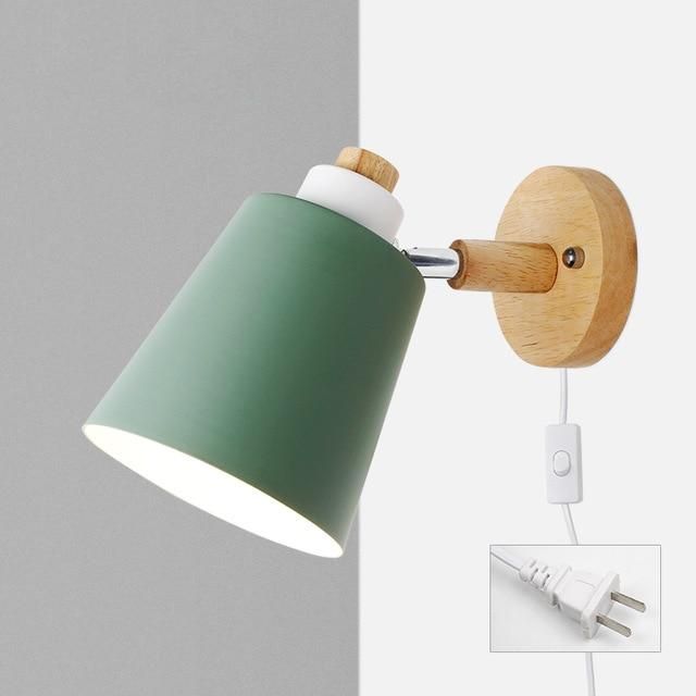 Wall Lamp Wood Metal 19.0 cm Yellow Reading Bedroom Scandinavian Swivel Bedside Plug In Accent Light | Thomler