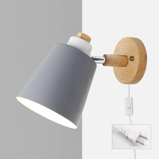 Wall Lamp Wood Metal 19.0 cm Yellow Reading Bedroom Scandinavian Swivel Bedside Plug In Accent Light | Thomler