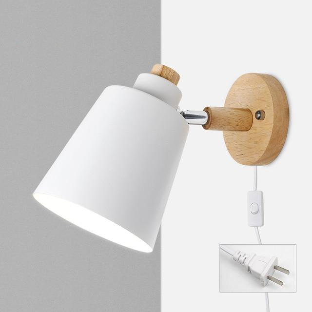 Wall Lamp Wood Metal 19.0 cm Yellow Reading Bedroom Scandinavian Swivel Bedside Plug In Accent Light | Thomler