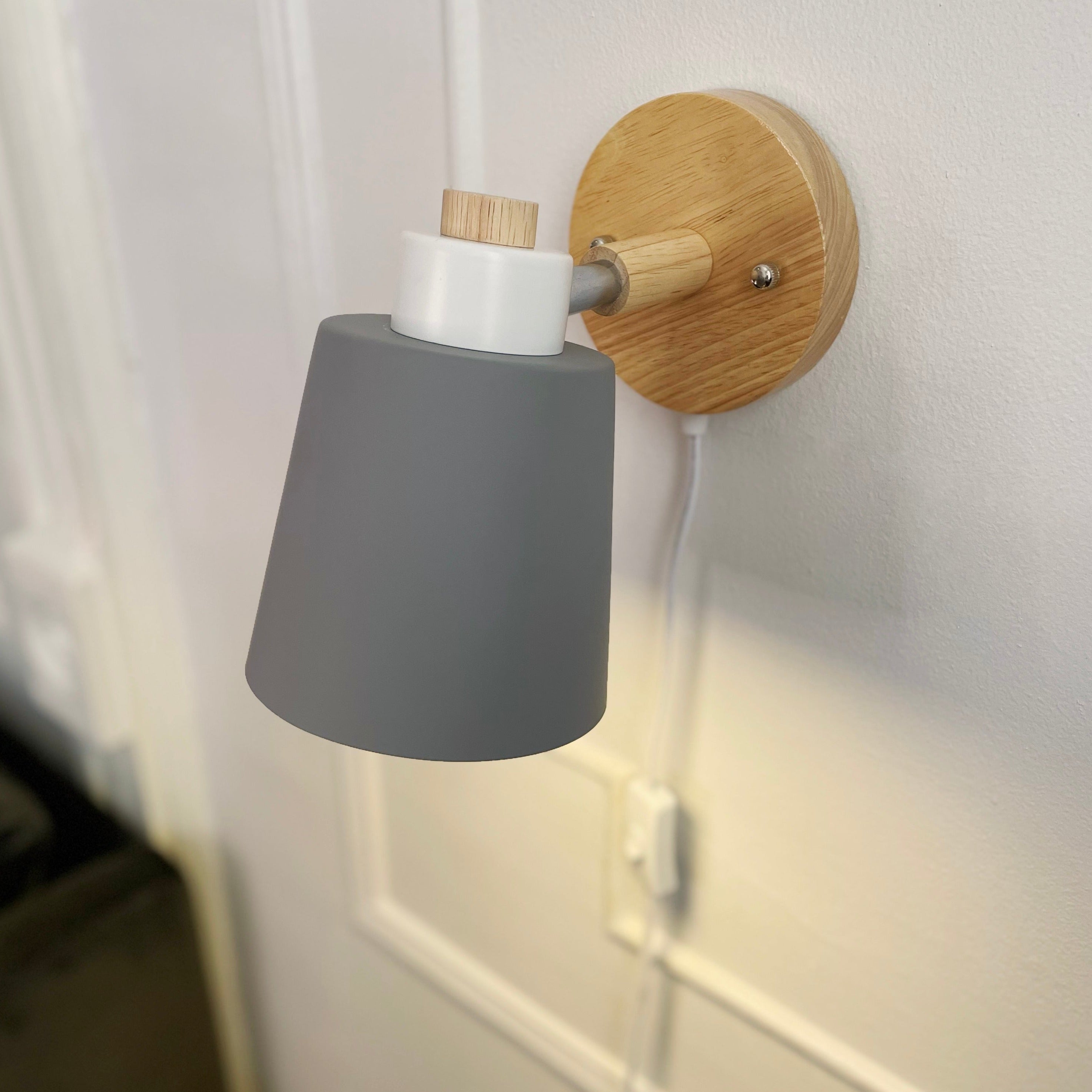 Wall Lamp Wood Metal 19.0 cm Yellow Reading Bedroom Scandinavian Swivel Bedside Plug In Accent Light | Thomler