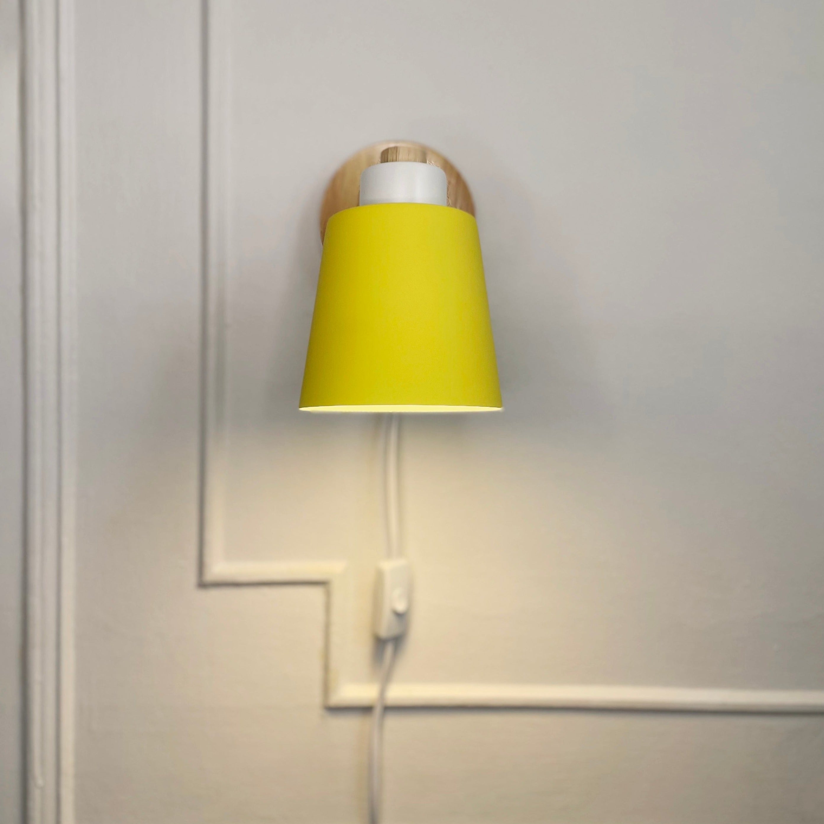Wall Lamp Wood Metal 19.0 cm Yellow Reading Bedroom Scandinavian Swivel Bedside Plug In Accent Light | Thomler