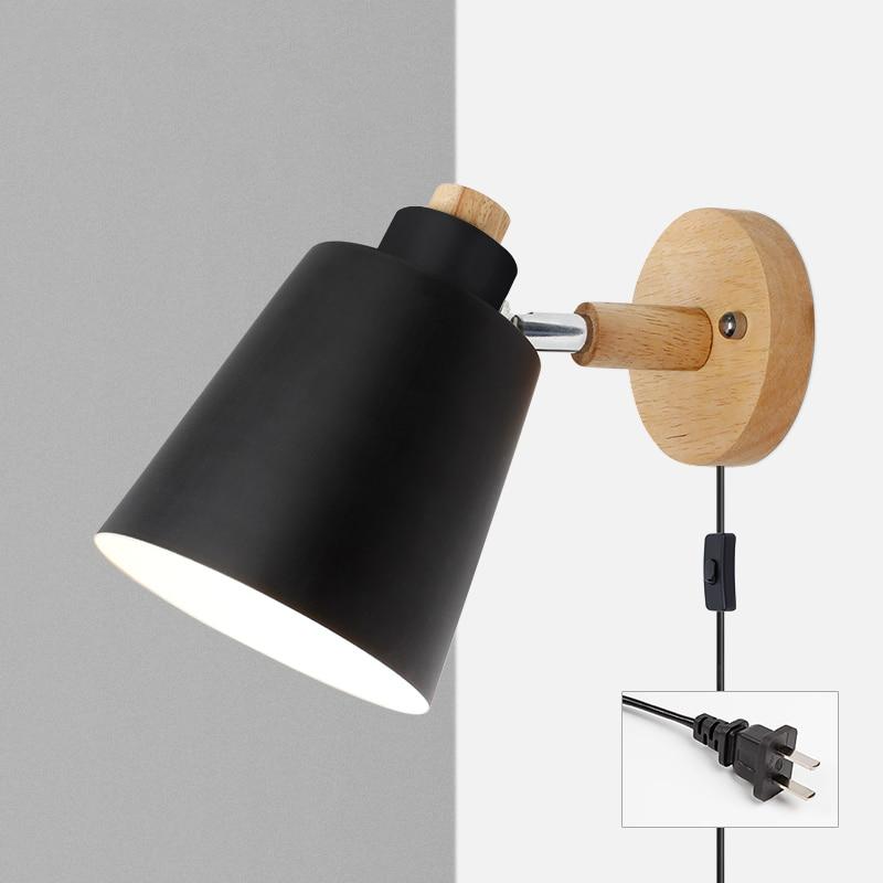 Wall Lamp Wood Metal 19.0 cm Yellow Reading Bedroom Scandinavian Swivel Bedside Plug In Accent Light | Thomler