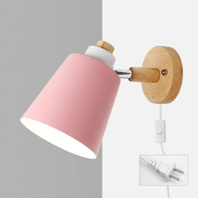 Wall Lamp Wood Metal 19.0 cm Yellow Reading Bedroom Scandinavian Swivel Bedside Plug In Accent Light | Thomler