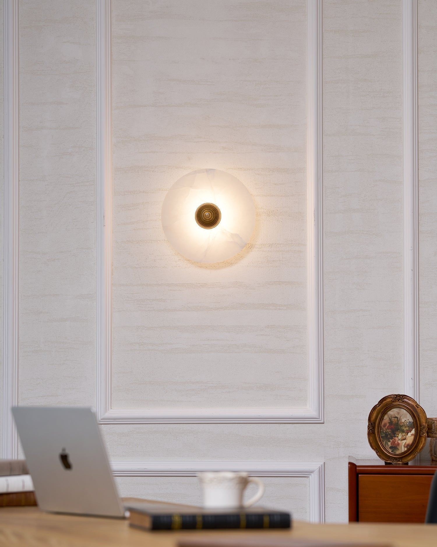 Wall And Ceiling Light Aluminum Alabaster 11.8 in White Indoor LED Fixture Gold Bronze Contemporary Home Lighting | Thomler