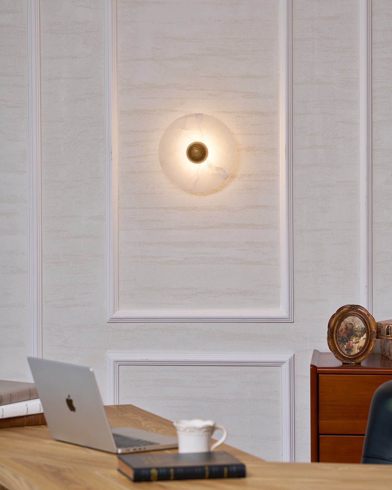 Wall And Ceiling Light Aluminum Alabaster 11.8 in White Indoor LED Fixture Gold Bronze Contemporary Home Lighting | Thomler