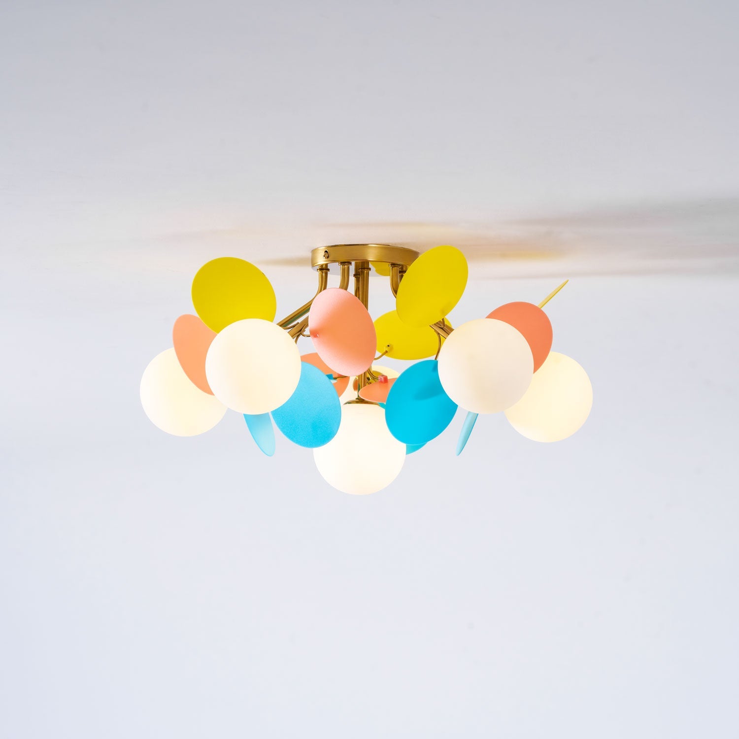 Round Macaron Ceiling Lamp 10 in Metal Acrylic Colorful Flush Mount Lighting Fixture For Bedroom Office Decor Modern Pastel Lighting | Thomler