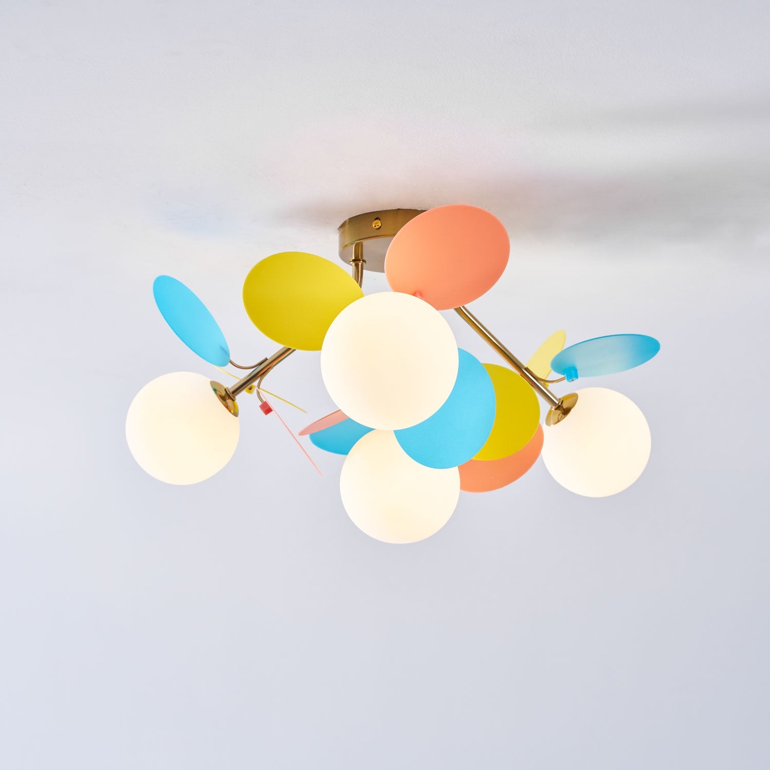 Round Macaron Ceiling Lamp 10 in Metal Acrylic Colorful Flush Mount Lighting Fixture For Bedroom Office Decor Modern Pastel Lighting | Thomler