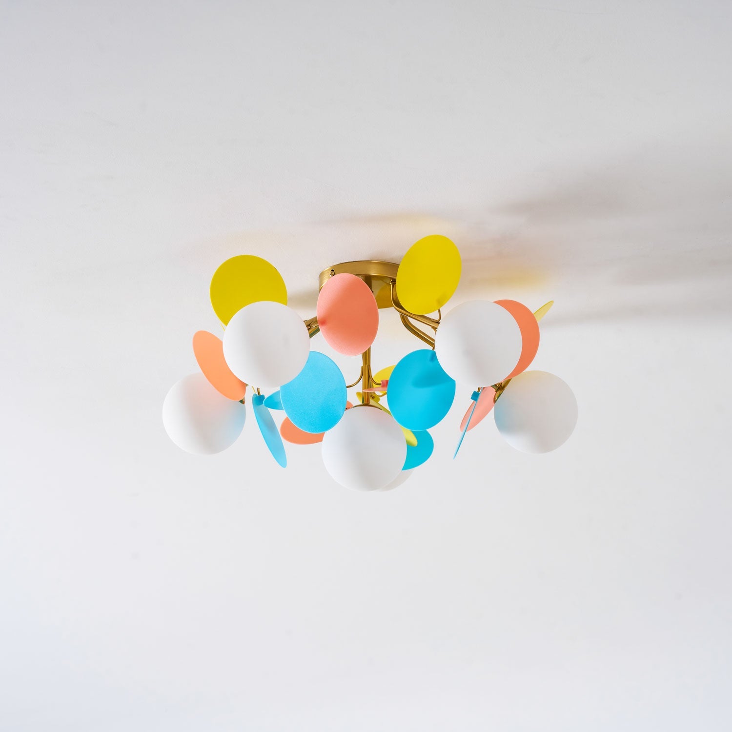 Round Macaron Ceiling Lamp 10 in Metal Acrylic Colorful Flush Mount Lighting Fixture For Bedroom Office Decor Modern Pastel Lighting | Thomler