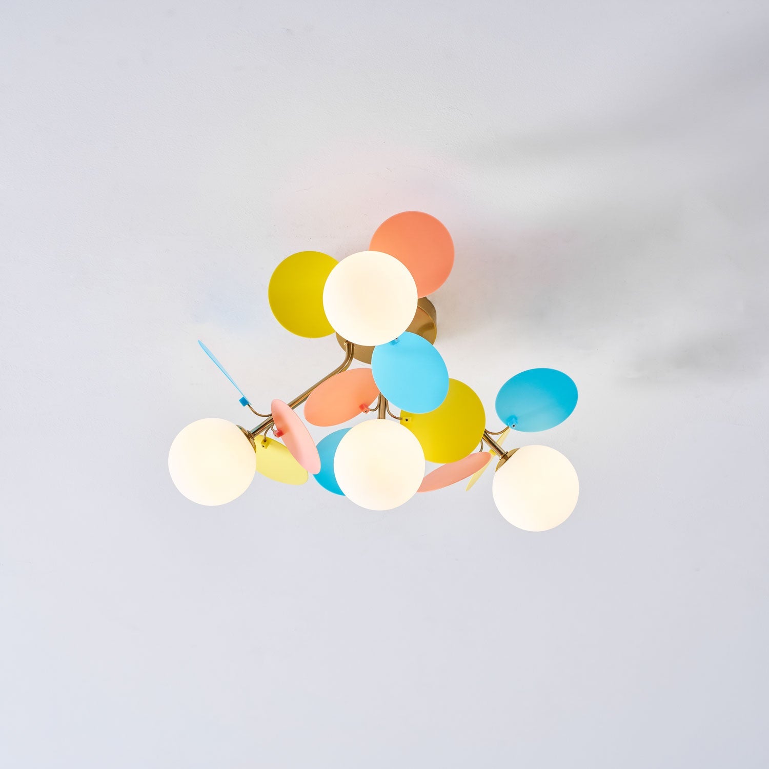 Round Macaron Ceiling Lamp 10 in Metal Acrylic Colorful Flush Mount Lighting Fixture For Bedroom Office Decor Modern Pastel Lighting | Thomler