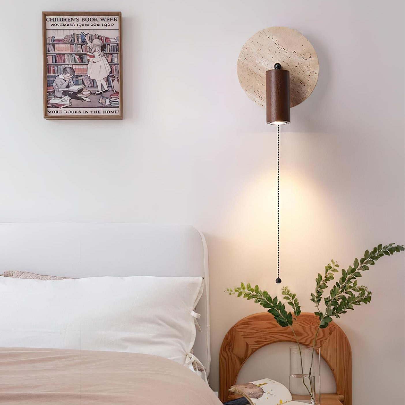 Wall Lamp Travertine Stone 7.1 in Rotatable Warm Light Bedroom Reading Accent Lighting Fixture | Thomler