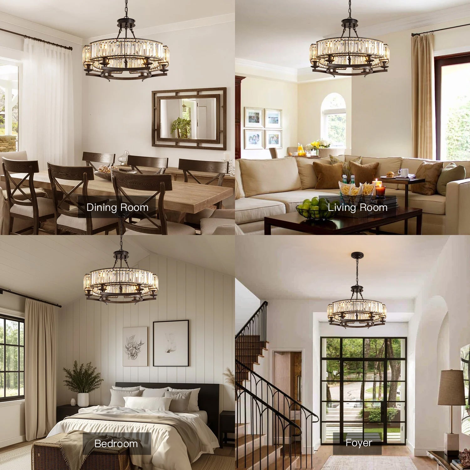 Chandelier Metal Crystal 80.0 cm Matte Black Dining Room Wagon Wheel Ceiling Light Adjustable Hanging Fixture | Thomler