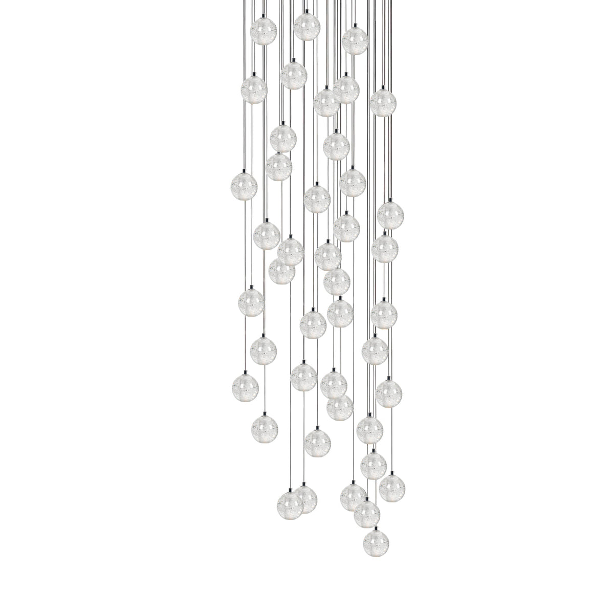Spherical Glass Globe Multi-Drop Hanging Fixture – Adjustable Stairwell & Entryway Chandelier with Chrome Hardware | Thomler