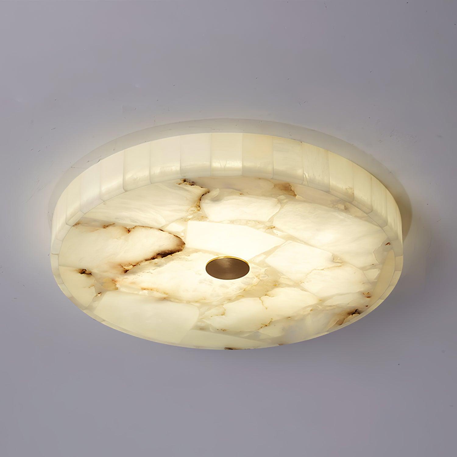 Ceiling Lamp Alabaster Round 5.0 cm White Gold Indoor Living Room Hallway Modern Lighting Minimalist LED Fixture | Thomler
