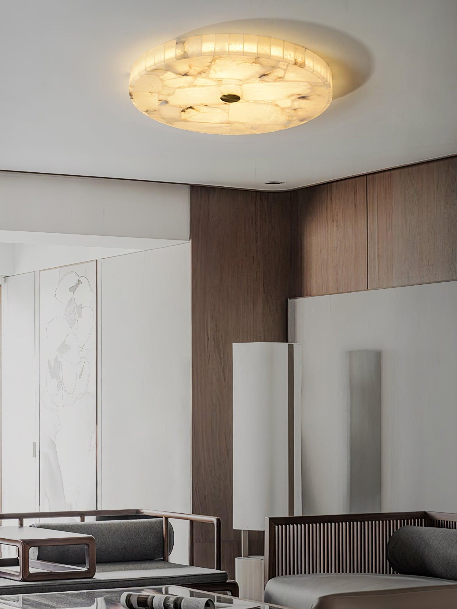 Ceiling Lamp Alabaster Round 19.7 in Indoor Warm Light Mosaic Decorative Modern Fixture | Thomler