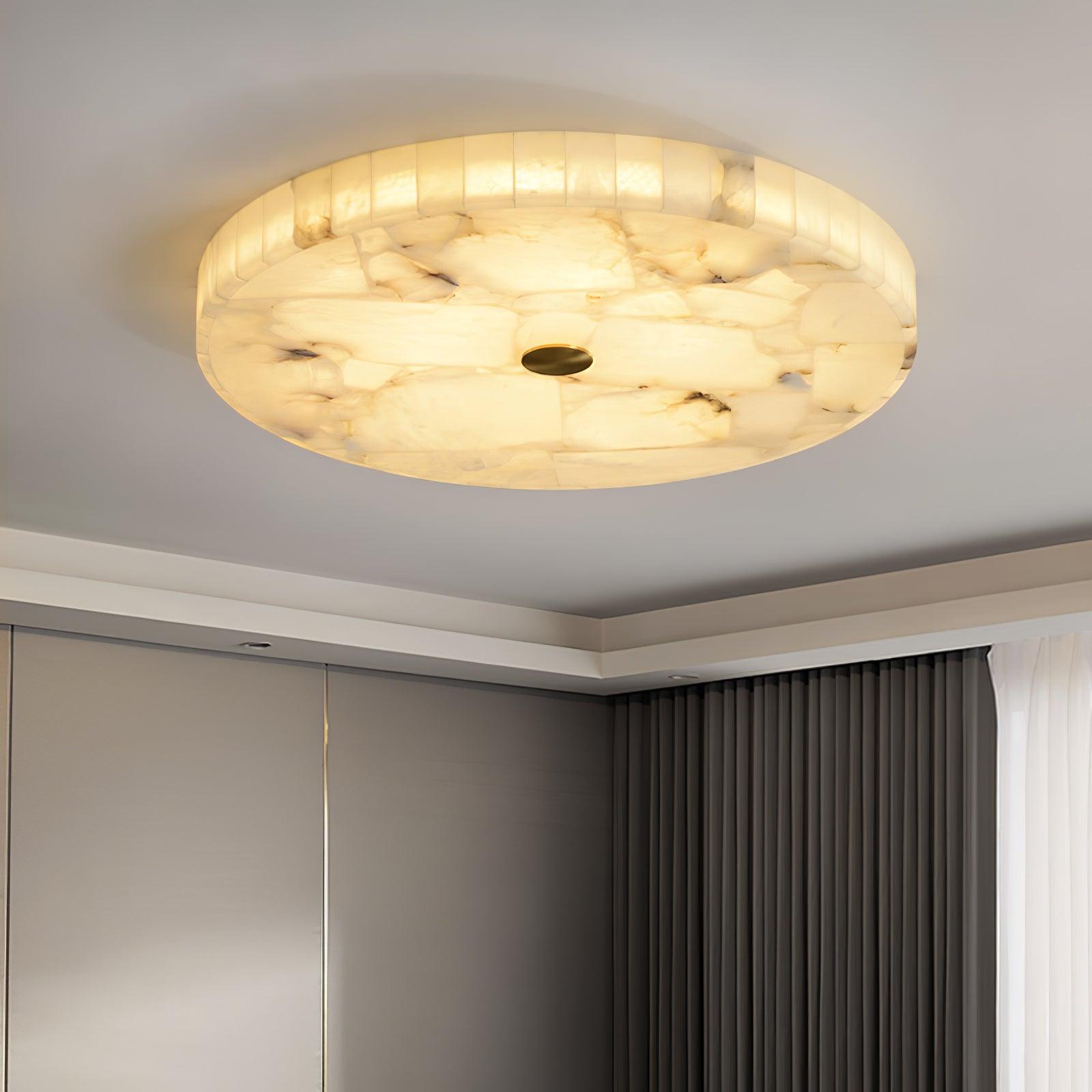 Ceiling Lamp Alabaster LED 5.0 cm White Gold Living Room Hallway Ambient Lighting Modern Indoor Round Light Fixture | Thomler