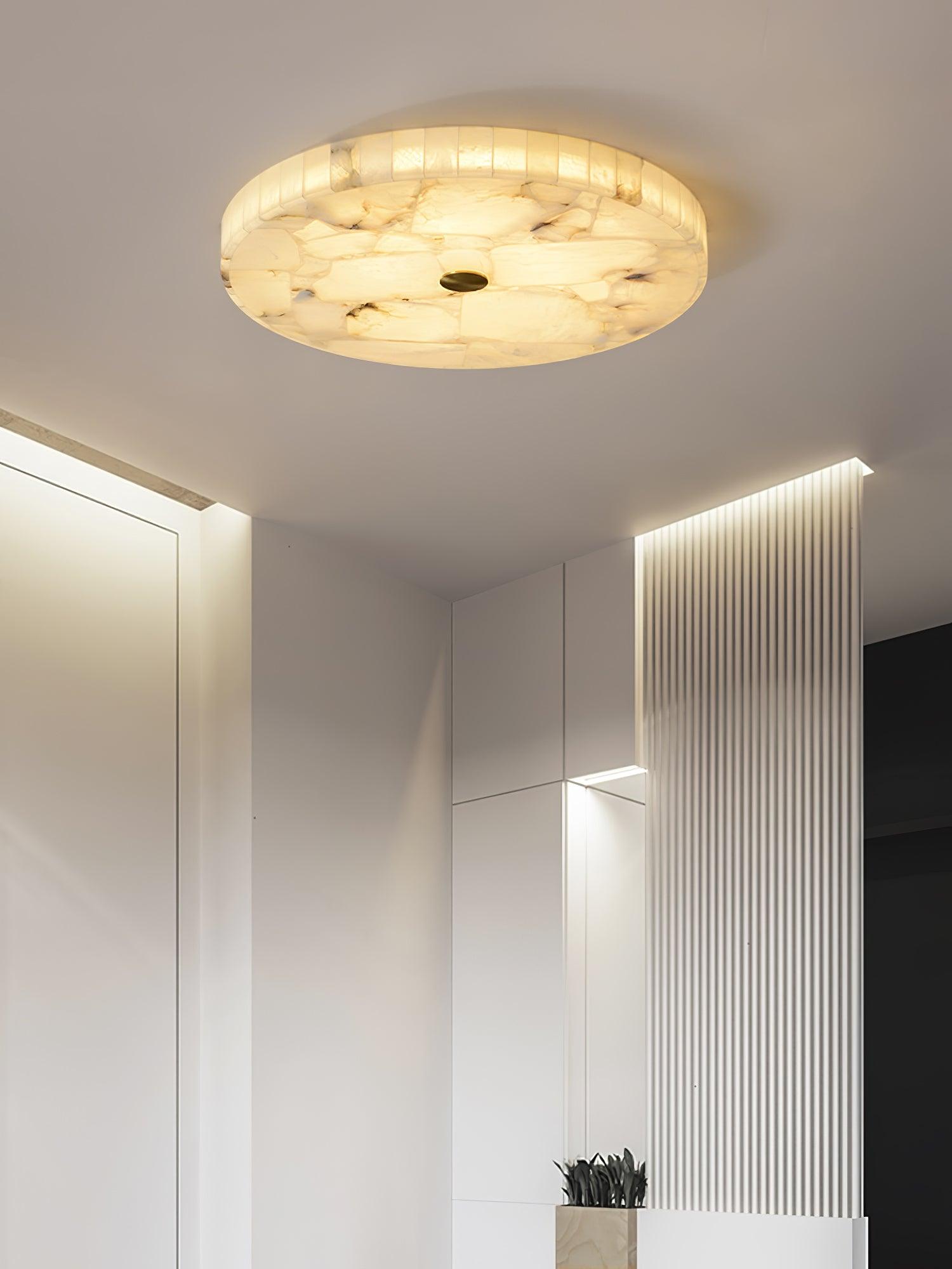 Ceiling Lamp Alabaster Round 19.7 in Indoor Warm Light Mosaic Decorative Modern Fixture | Thomler