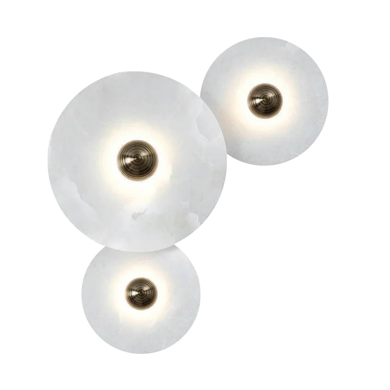 Wall Light Alabaster Multi Disc 13.8 in Flush Mount Ceiling Indoor LED Fixture Modern Bronze Sconce Ambient Lighting | Thomler