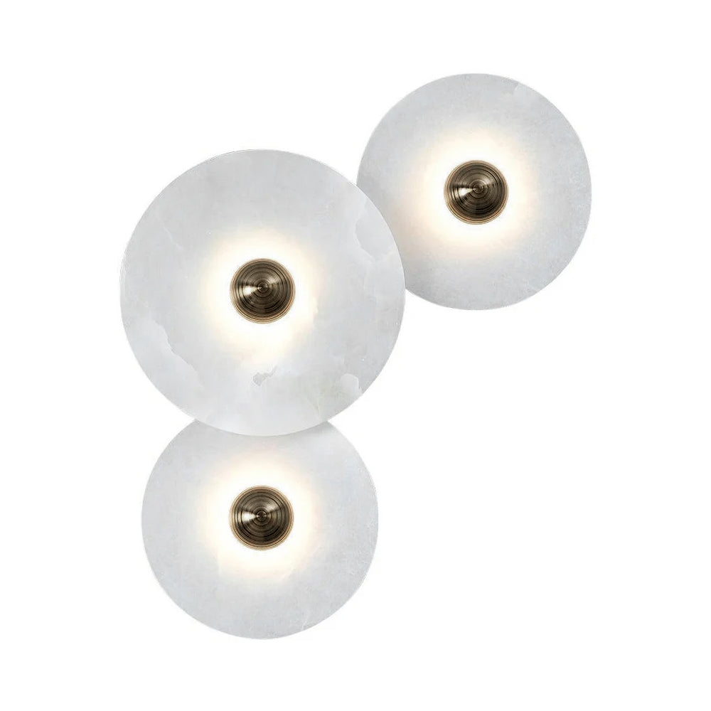 Wall Light Alabaster Multi Disc 13.8 in Flush Mount Ceiling Indoor LED Fixture Modern Bronze Sconce Ambient Lighting | Thomler
