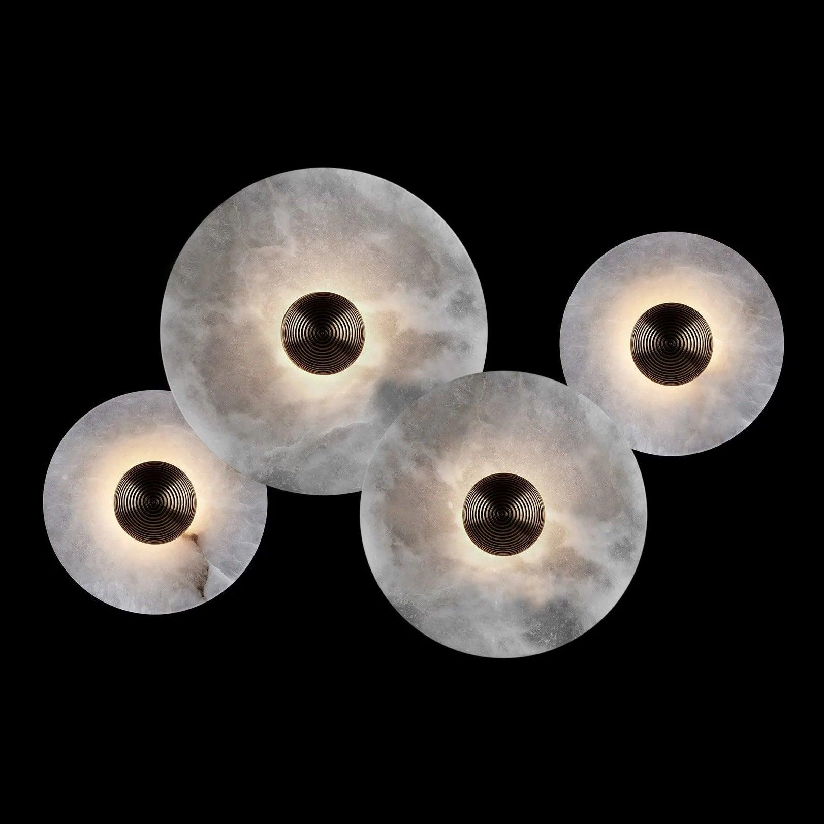 Wall Light Alabaster Multi Disc 13.8 in Flush Mount Ceiling Indoor LED Fixture Modern Bronze Sconce Ambient Lighting | Thomler