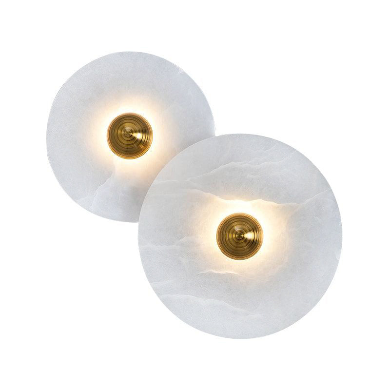 Wall Lamp Alabaster 7.9–13.8 In Round LED Bedroom Hallway Modern Minimalist Sconce Lighting Fixture | Thomler