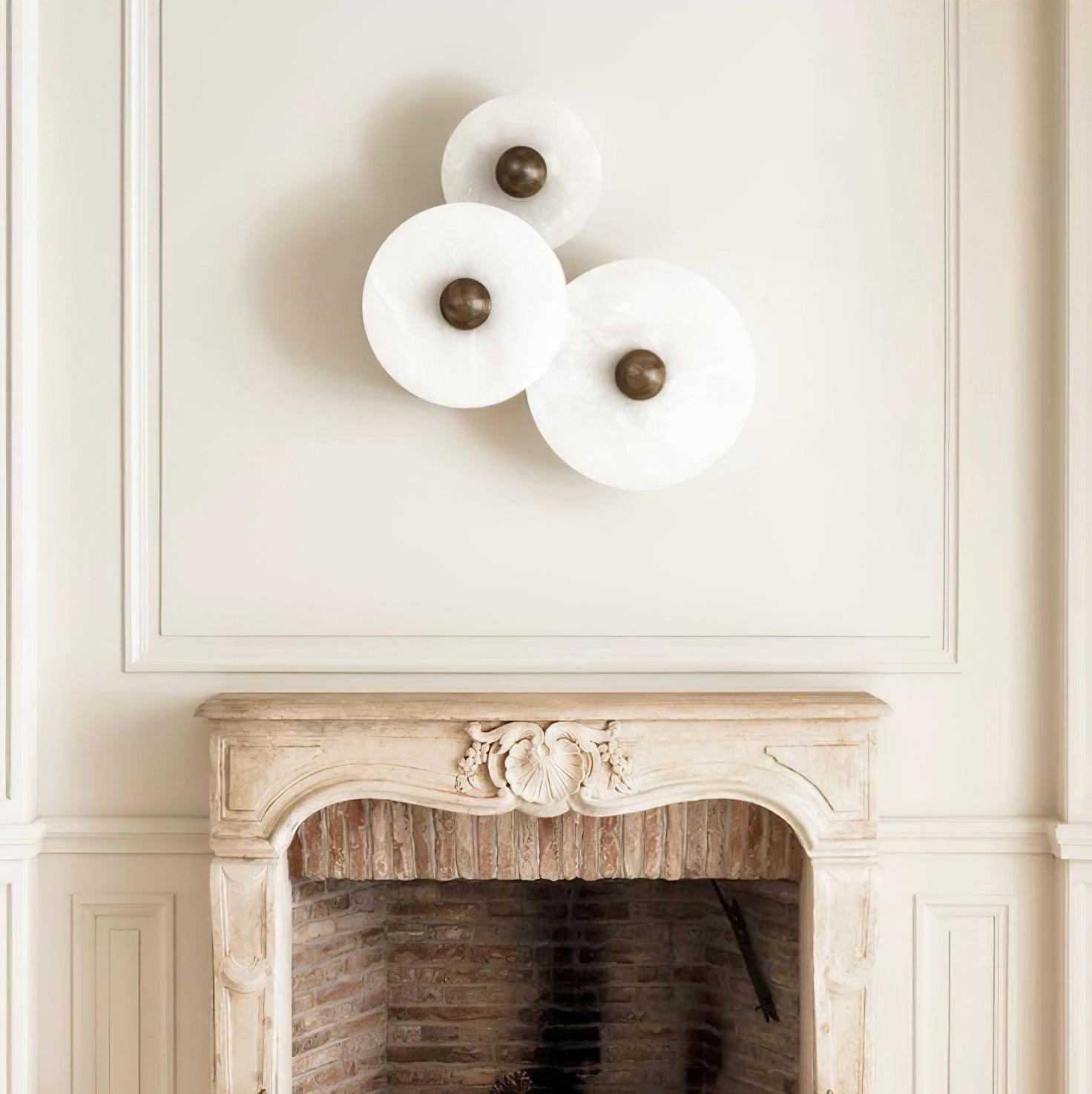 Wall Light Alabaster Multi Disc 13.8 in Flush Mount Ceiling Indoor LED Fixture Modern Bronze Sconce Ambient Lighting | Thomler