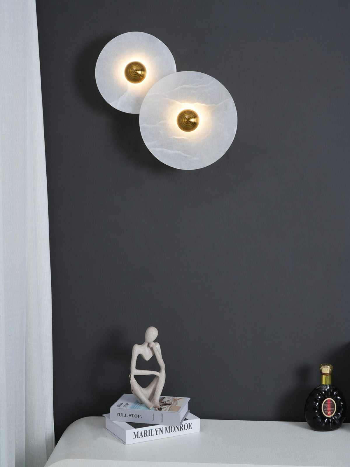 Wall And Ceiling Light Aluminum Alabaster 11.8 in White Indoor LED Fixture Gold Bronze Contemporary Home Lighting | Thomler