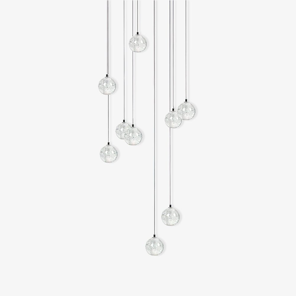 Spherical Glass Globe Multi-Drop Hanging Fixture – Adjustable Stairwell & Entryway Chandelier with Chrome Hardware | Thomler