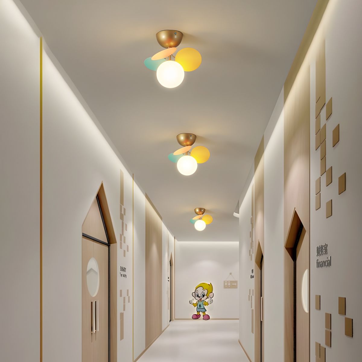 Multi-Globe Flush Mount Ceiling Light with Pastel Orb Shades – Modern Colorful LED Fixture for Kids Room, Playroom & Contemporary Space | Thomler