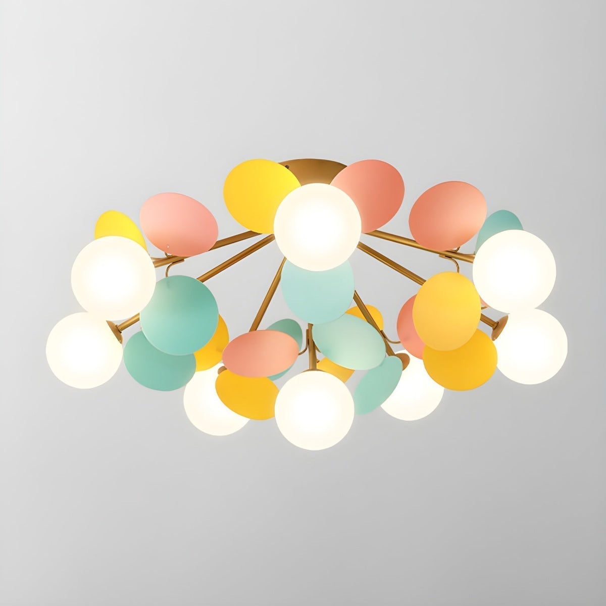 Multi-Globe Flush Mount Ceiling Light with Pastel Orb Shades – Modern Colorful LED Fixture for Kids Room, Playroom & Contemporary Space | Thomler