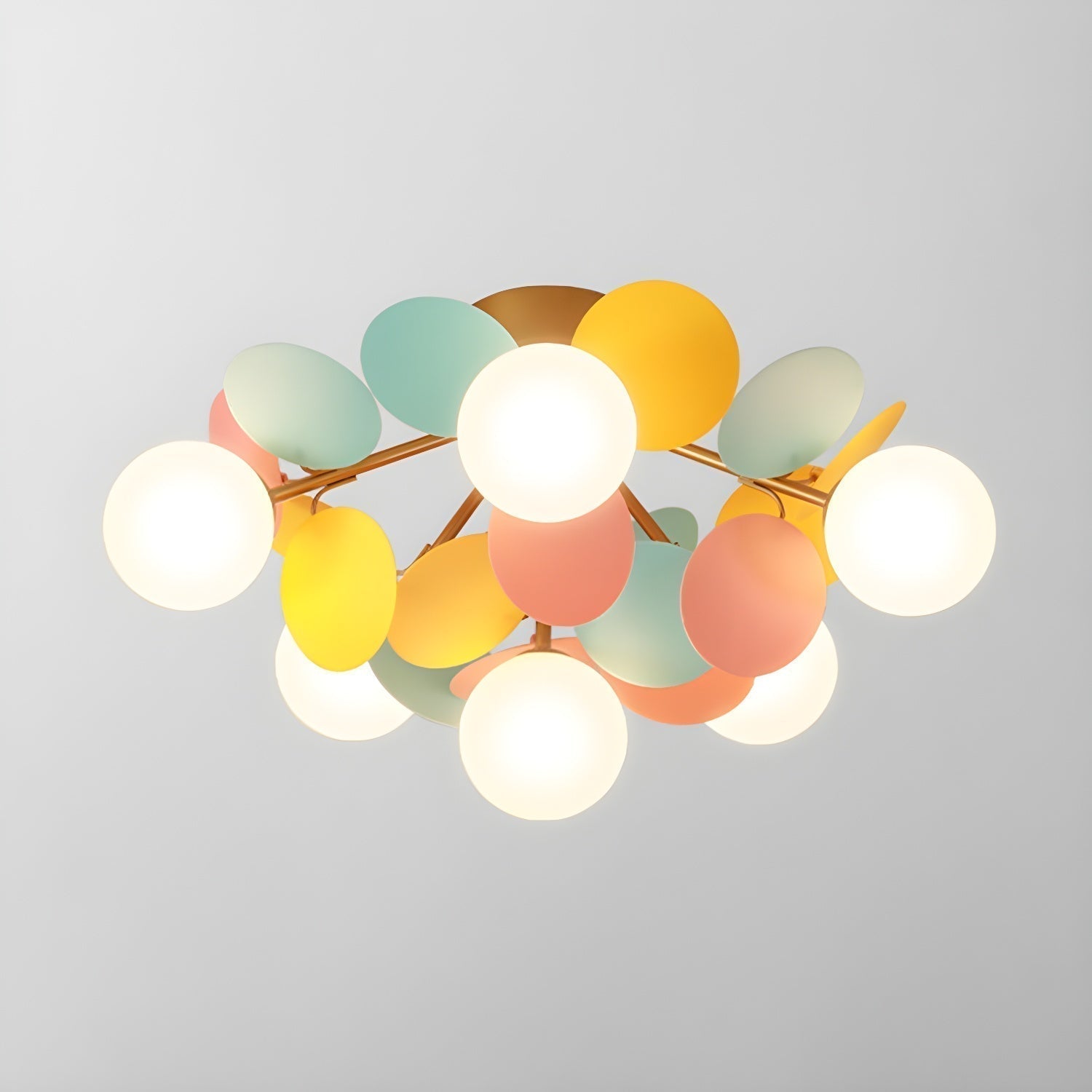 Multi-Globe Flush Mount Ceiling Light with Pastel Orb Shades – Modern Colorful LED Fixture for Kids Room, Playroom & Contemporary Space | Thomler