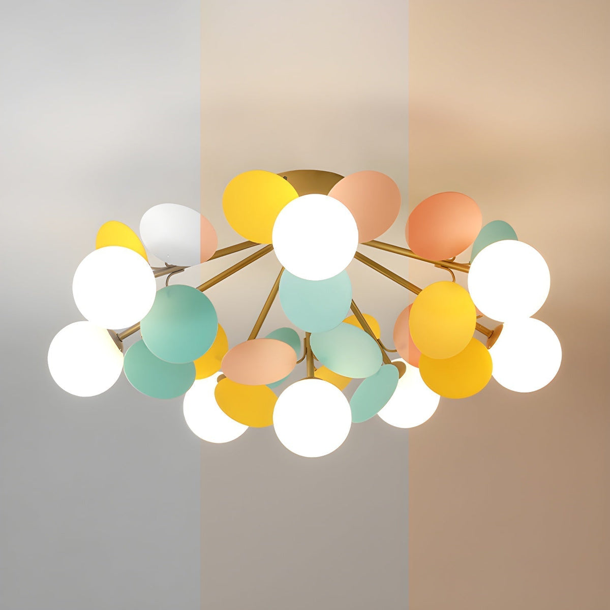 Multi-Globe Flush Mount Ceiling Light with Pastel Orb Shades – Modern Colorful LED Fixture for Kids Room, Playroom & Contemporary Space | Thomler