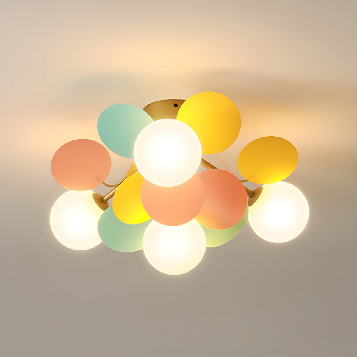 Multi-Globe Flush Mount Ceiling Light with Pastel Orb Shades – Modern Colorful LED Fixture for Kids Room, Playroom & Contemporary Space | Thomler