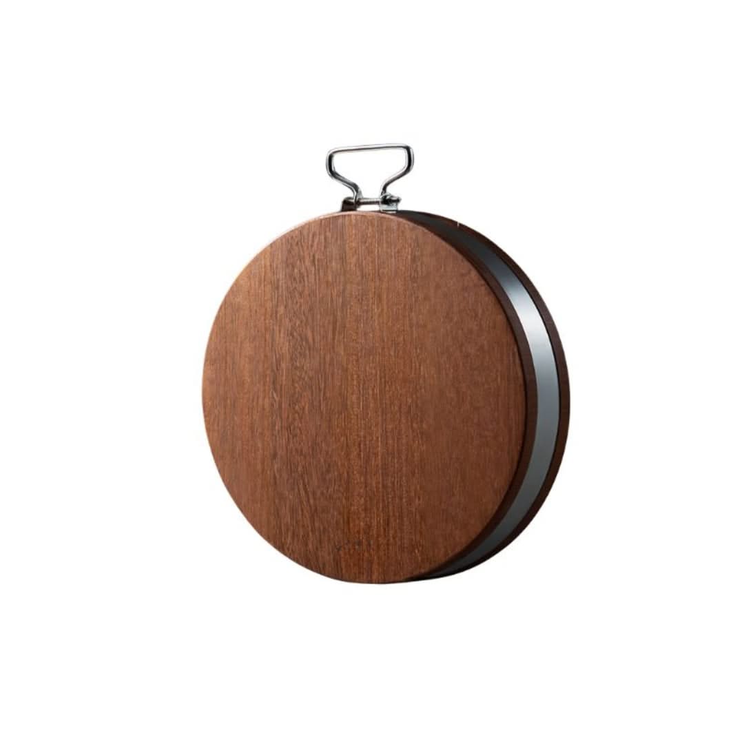 Circular Bamboo Cutting Board with Steel Rim & Handle for Daily Meal Prep, Reversible Kitchen Worksurface, Natural Wood Finish | Thomler