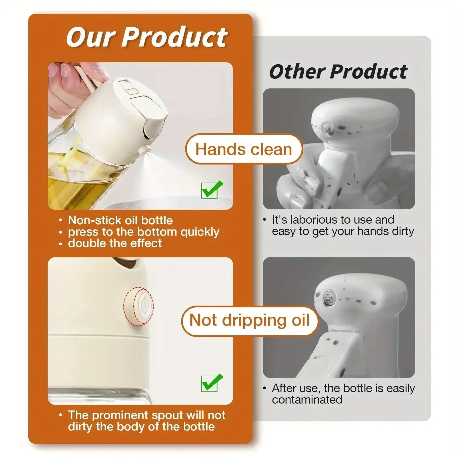 Oil Sprayer Glass 470 ml 16.5 fl oz Kitchen Cooking Spray And Pour Dispenser For Salads BBQ Baking | Thomler