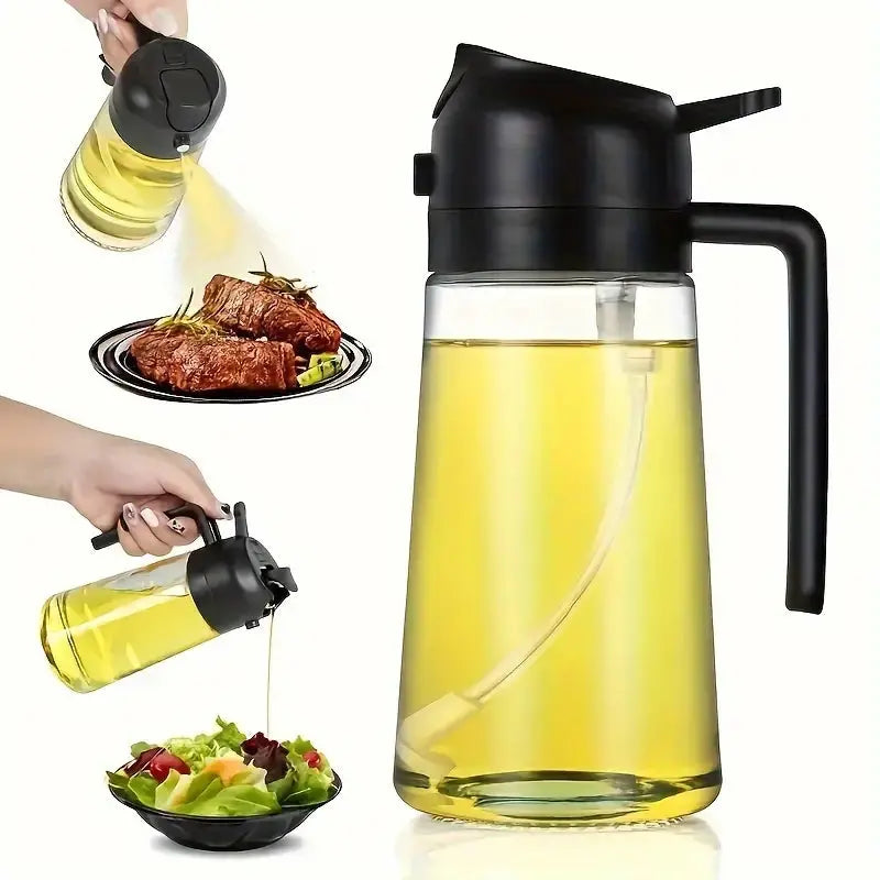 Oil Sprayer Glass 470 ml 16.5 fl oz Kitchen Cooking Spray And Pour Dispenser For Salads BBQ Baking | Thomler