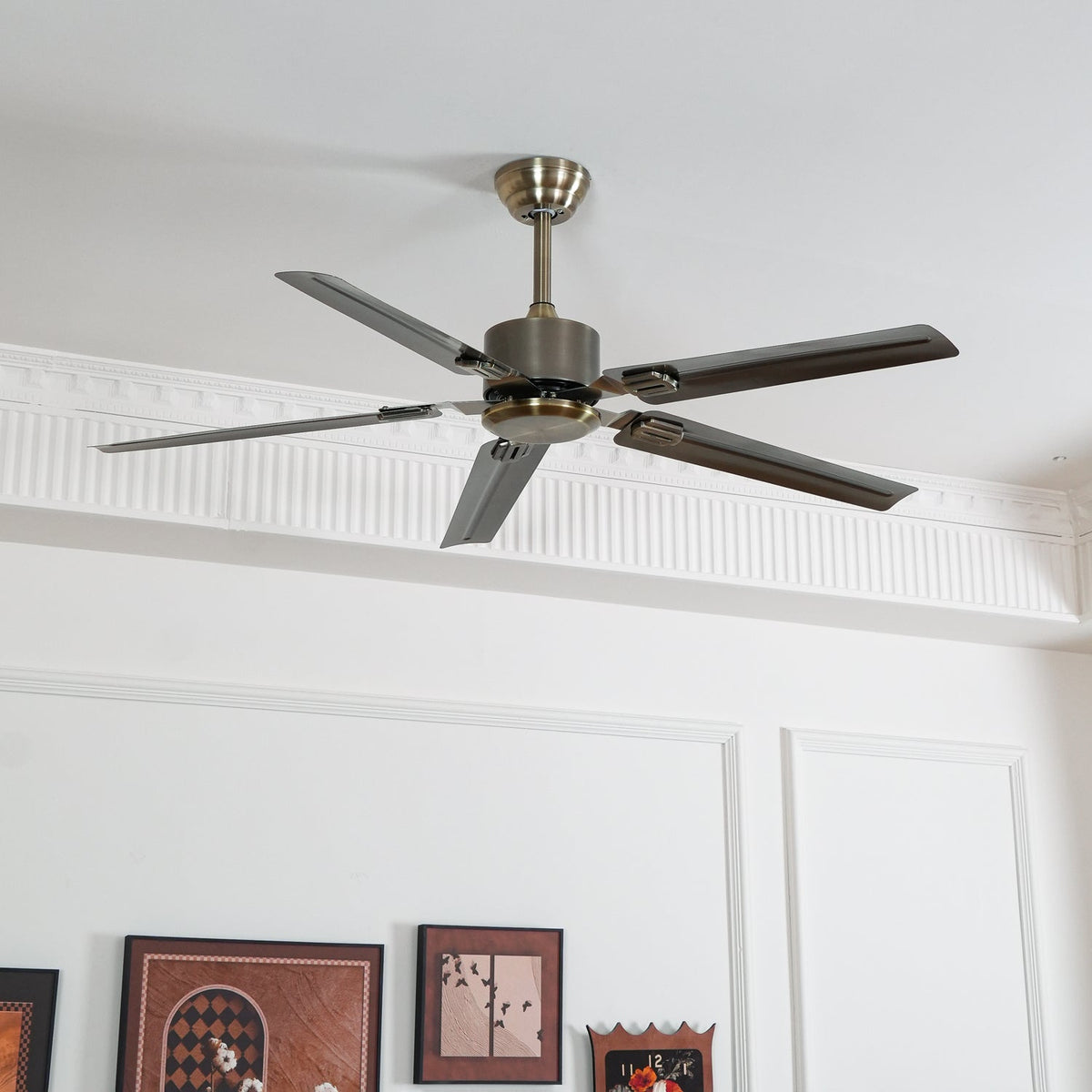 52-Inch Industrial Ceiling Fan with Metal Blades for Living Room & Bedroom | Modern 3-Speed Fan for Home Cooling | Thomler