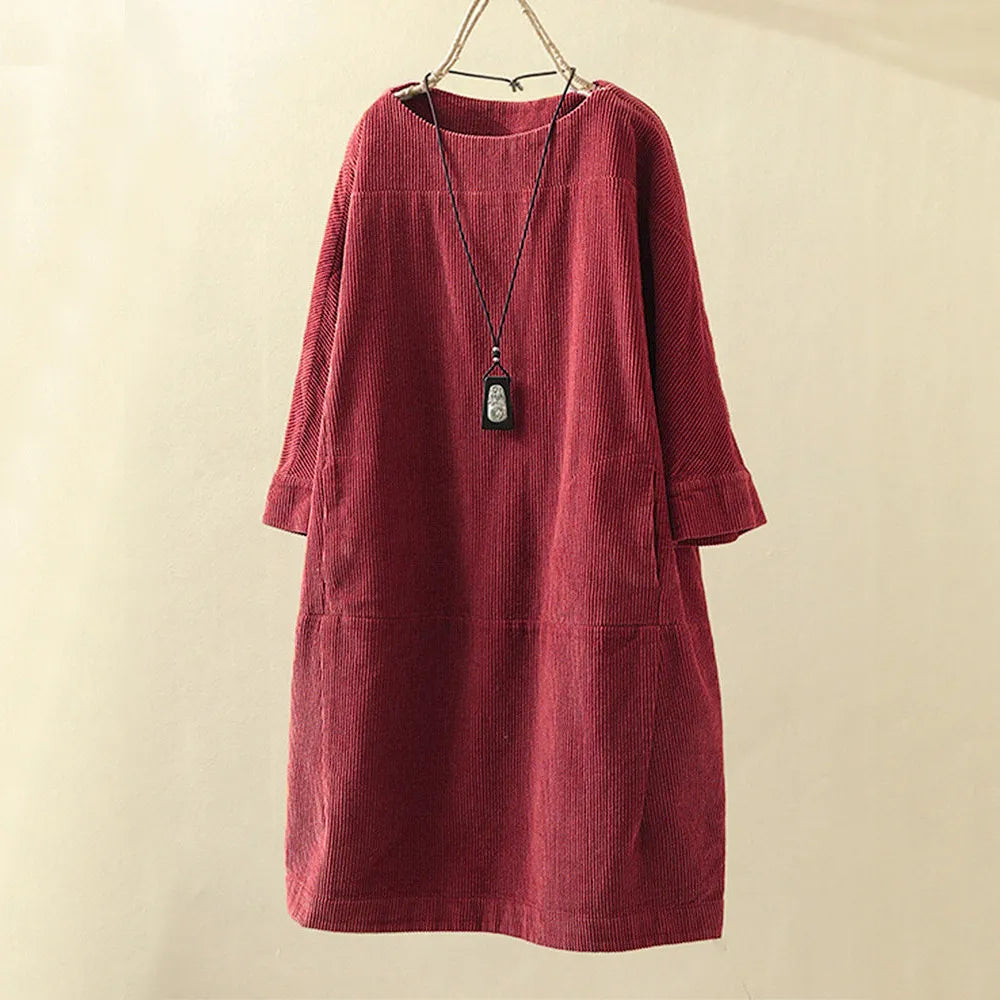 Women's A-Line Dress Above Knee Length Comfortable Polyester Blend O-Neck for Casual Wear Everyday Outings | Thomler