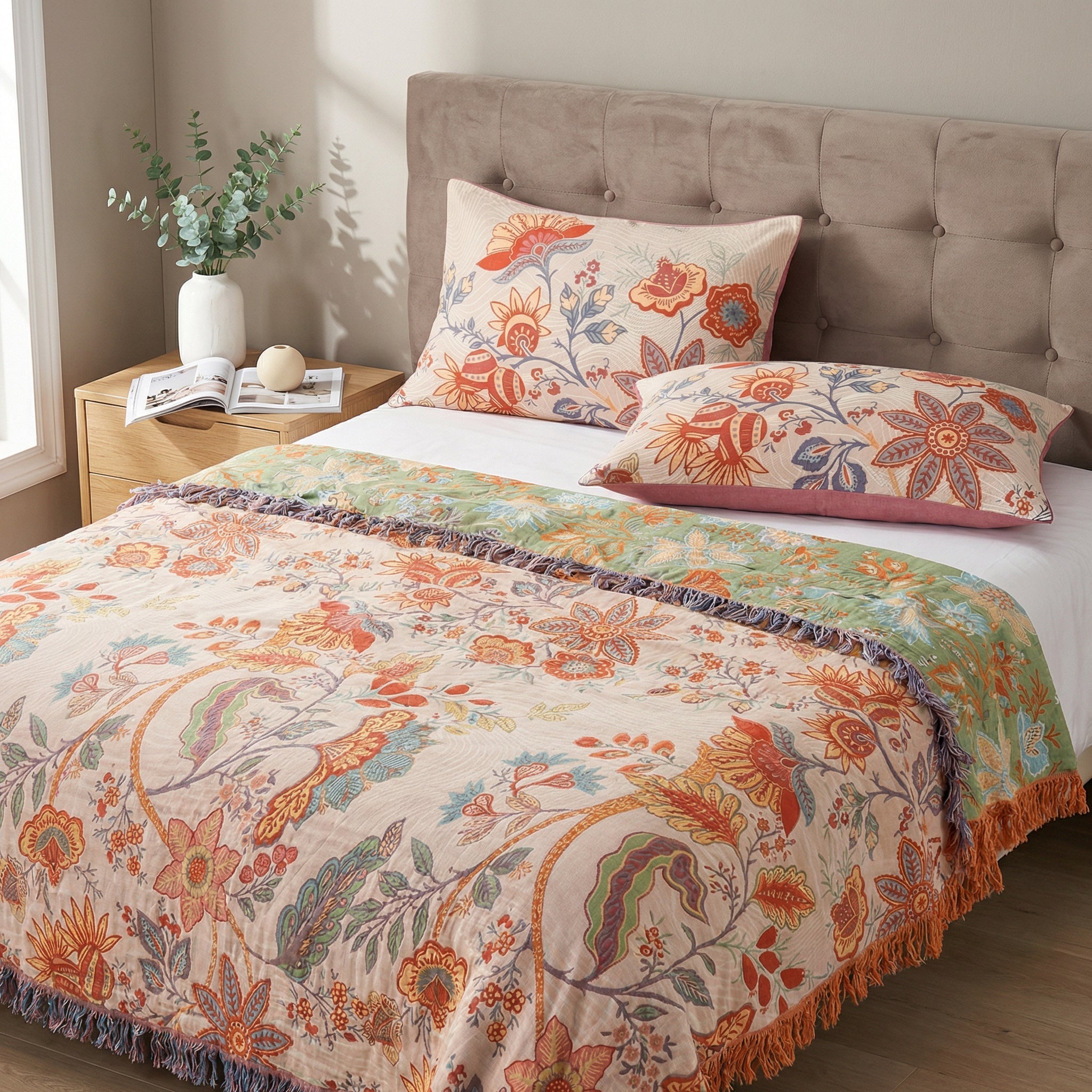 Cotton Pillowcase Set – Floral Print for Standard Pillows – 2-Piece Bedroom Linens for Rustic Boho Decor, Farmhouse Style & Modern Bedding | Thomler