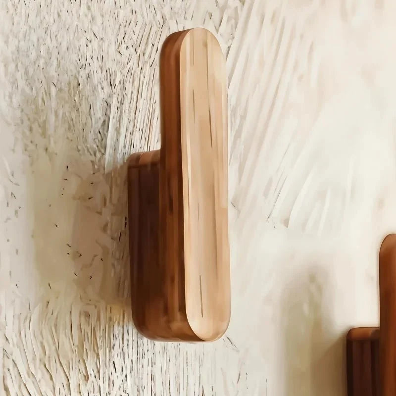 Wooden Wall Hooks – 4-Piece Natural Wood Peg Set for Entryway, Bedroom, Bathroom & Kitchen Storage | Thomler
