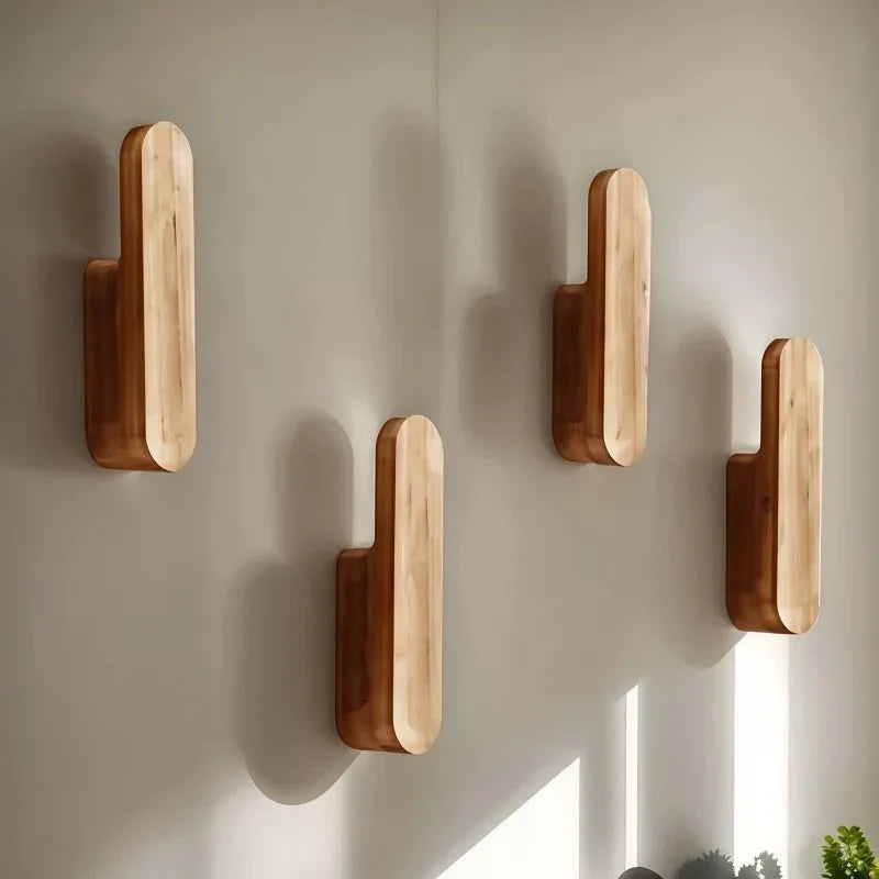 Wooden Wall Hooks – 4-Piece Natural Wood Peg Set for Entryway, Bedroom, Bathroom & Kitchen Storage | Thomler