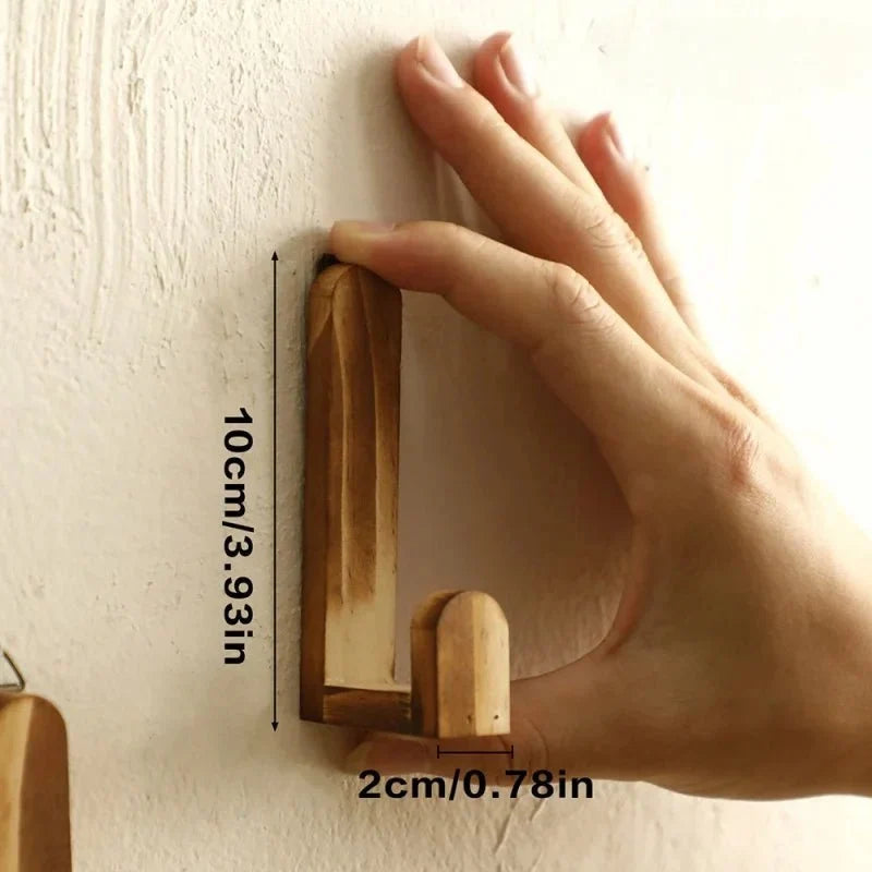 Wooden Wall Hooks – 4-Piece Natural Wood Peg Set for Entryway, Bedroom, Bathroom & Kitchen Storage | Thomler